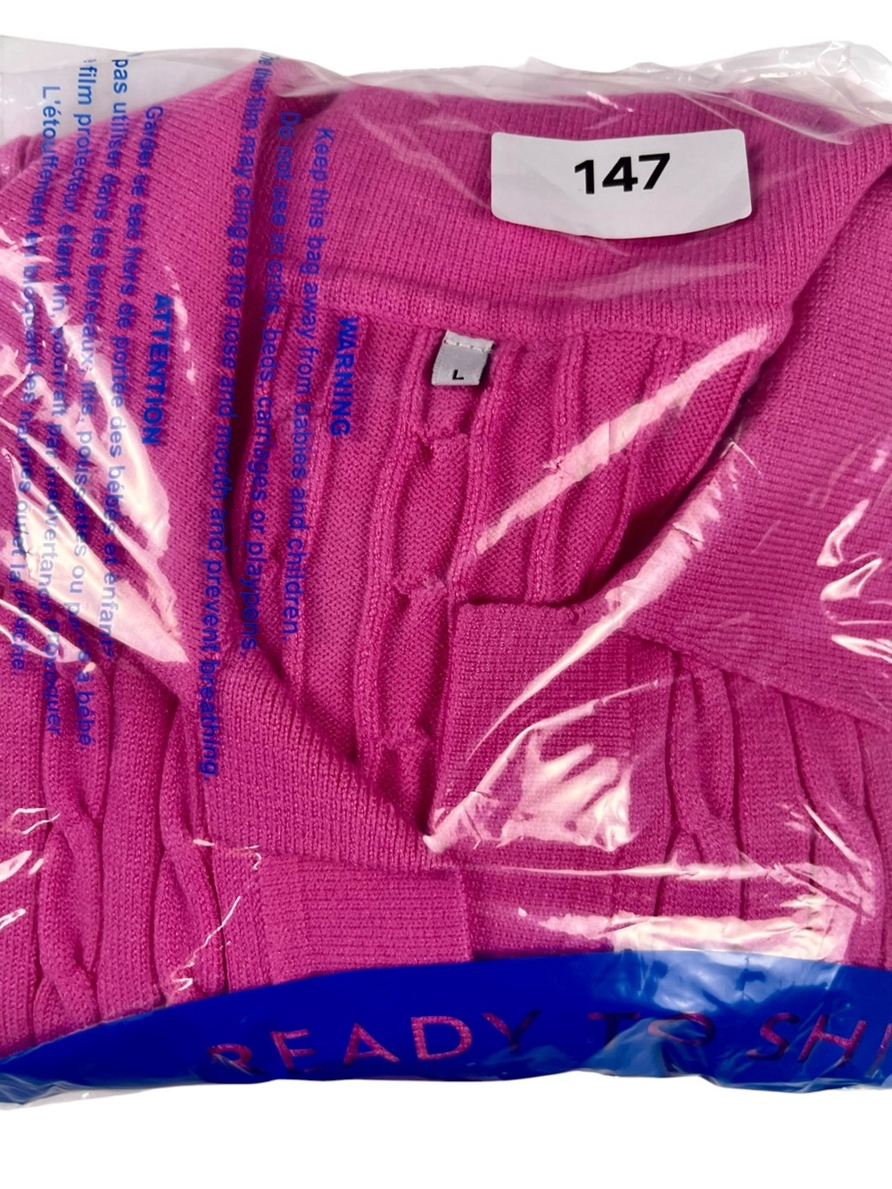 Women’s Short-Sleeve Cable Polo Sweater in Hot Pink L - sku 147 - Picture 10 of 10